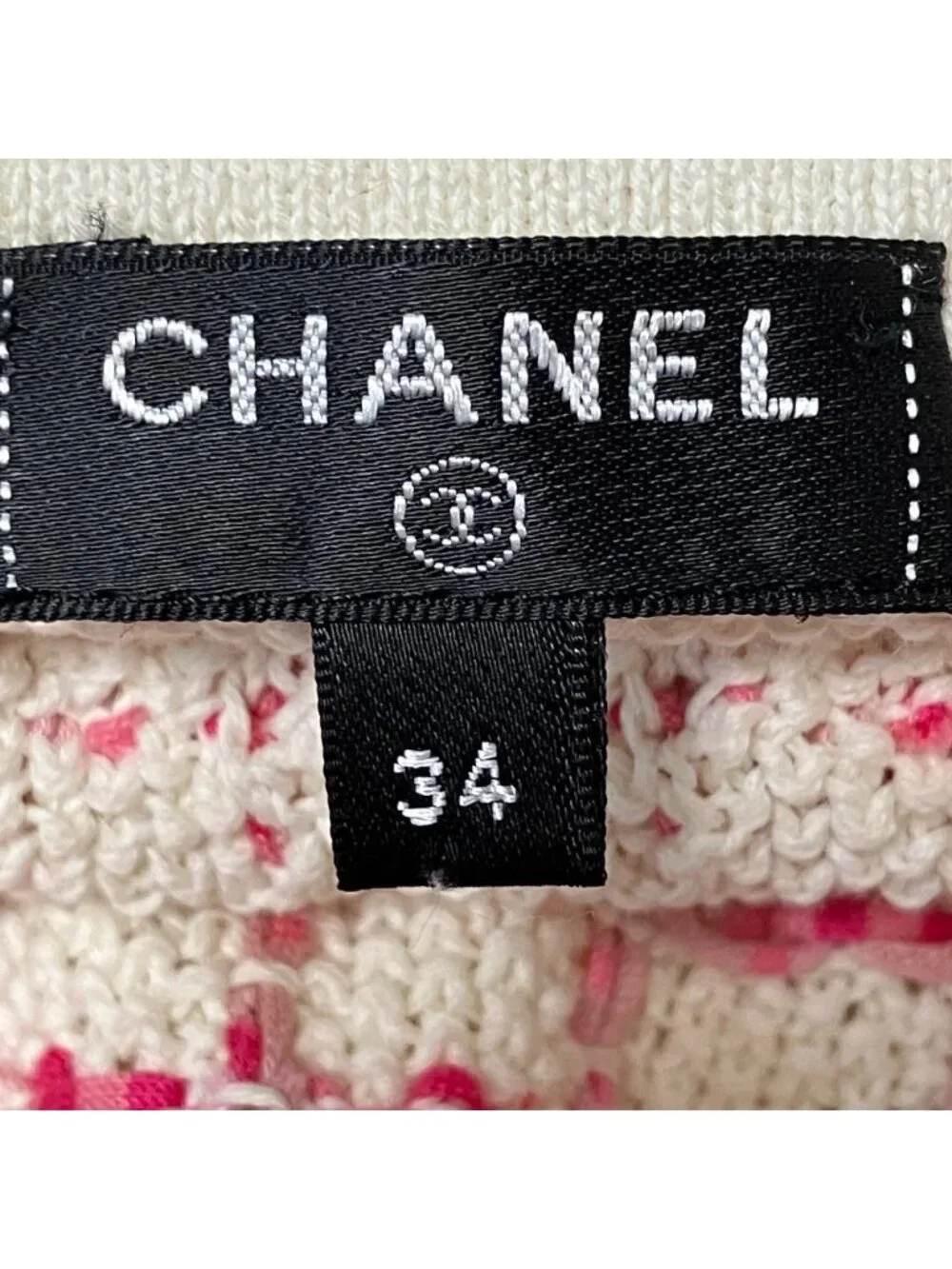 Chanel Check Stitch Knit Dress Set 36 34 Pink